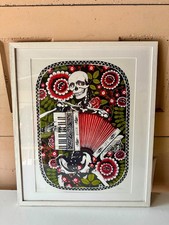 Limited edition signed risograph Life & Death print (framed) by Printer Johnson