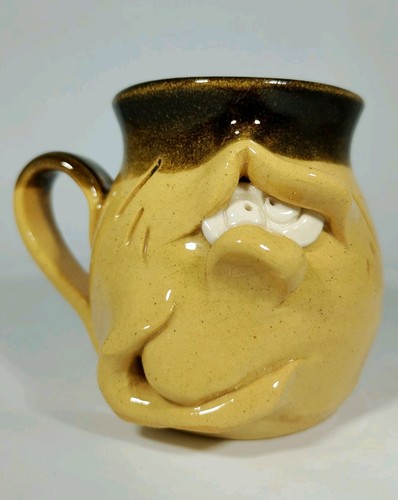 6cm small ugly face - ugly, pottery
