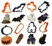  8 X Halloween Shaped Cookie / cake Cutters CAT GHOST BAT PUMPKIN HOUSE 