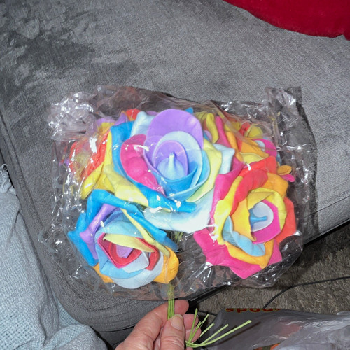 Multicoloured artificial rose - multicoloured,