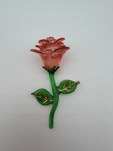 Vintage hand blown glass rose - vintage,