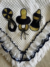 Romany white Shawl decorated