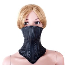 PU Leather Bondage Collar Adjustable Posture Corset Neck Ties BDSM