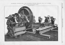 CUNLIFFE & CROOM Manchester Screw Cutting Brake & Pit Lathe Antique Print 1890