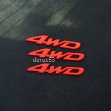 3x 4WD Red Matte Metal Badge