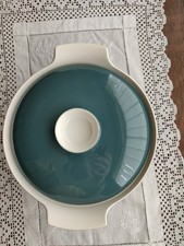 Poole Pottery Blue Moon twin tone teal and white lidded Serving Bowl Tureen