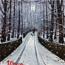 James Downie original oil on canvas “The Wood Path“ Northern Art 30x30cm