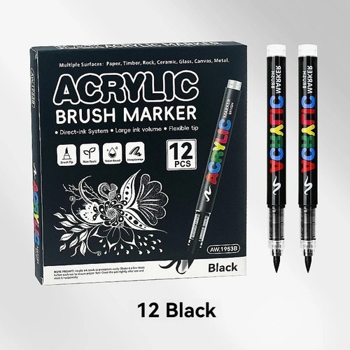 Black acrylic paint - black, markers