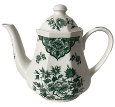 Old Pekin Teapot Green & White  - VGC Pretty Vintage J & G Meakin