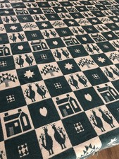 Green Cream Rectangular Christmas Check Pattern Tablecloth Fringe