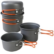 Camping Carp Fishing 2 Piece Saucepan Set Army Cadet Anodised Cook Set 