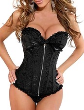 Kelvry Women's Plus Size Sexy Bridal Lingerie Bustier Corset Top with G-String