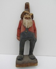 Vintage Hillybilly Carved Old Man Folk Art Figurine by David Rauch