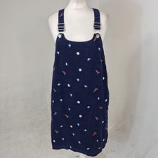 Women Navy Corduroy Dungaree Pinafore Dress UK 12 – 100% Cotton cord embroidered