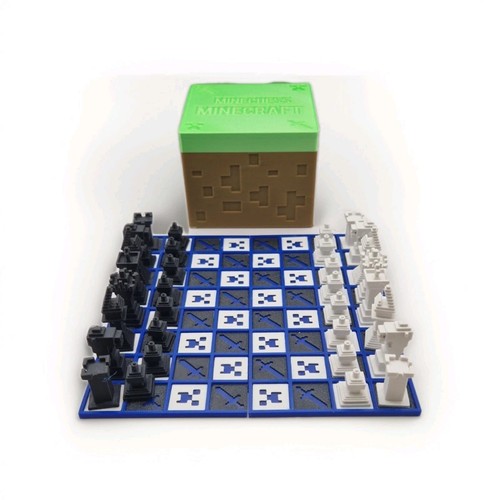 Printed minechess minecraft - 3d,