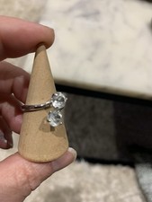 Swarovski Silver Tone Crossover Ring Adjustable Size