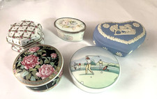 Vintage Alpico, Palissy,  Wedgwood Ceramic Lidded Trinket Box x 5 Boxes Bundle