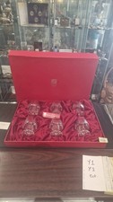 Set of 6 x Cristallerie Lead Crystal 24% + Fine Cut Round Whiskey Glasses, VTG