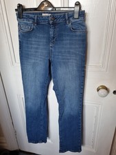 Debenhams Mantaray High Waist Straight Stretch Blue Jeans In Size 12 - L30