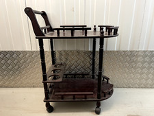 Vintage Wooden Drinks Trolley on Wheels with wine rack serving cart tea trolley