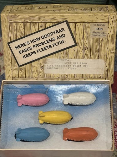 Vintage goodyear blimp erasers - blimp,