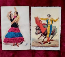 2 X Vintage Silk Postcards