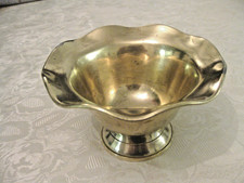 Vintage Indian Brass Lotus Bowl  Flower Shape Pedestal Base