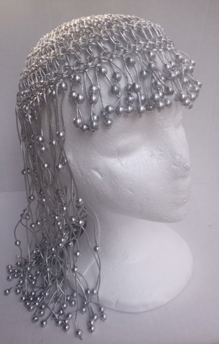 Silver metallic beaded - metallic, hat