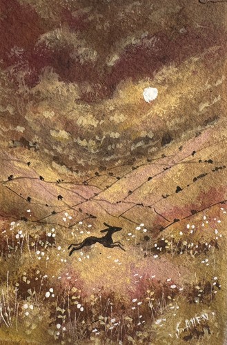 Aceo original hare pastures - hare,