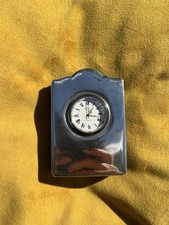 VINTAGE ENGLISH STERLING SILVER TRAVEL CLOCK SHEFFIELD BY R CARR