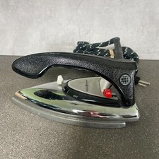 Vintage General Electric HIF49 Classic Travel Dry Iron Black/Silver Retro Prop