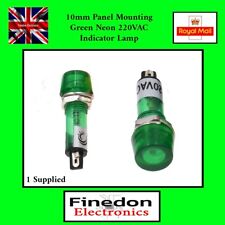 Green 10mm Panel Mount Neon 220VAC Indicator Lamp UK Seller