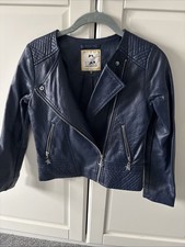 Star By Julian Macdonald Faux Leather Navy Biker Jacket Girls Age 10