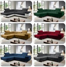Corner Sofa Bed ANTON - fabric EASY CLEAN velvet ,  FAST DELIVERY _ SCOTLAND !