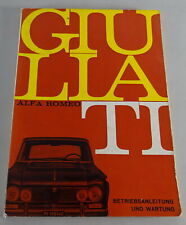 Operating Instructions / Manual Alfa Romeo Giulia 1600 TI Stand 03/1965