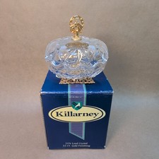 Vintage Killarney Irish 24% Lead Crystal Horseshoe Trinket 22ct Gold Finish 