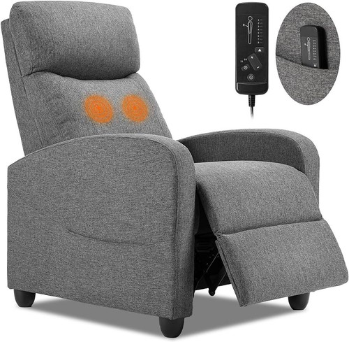 Fabric modern massage recliner - modern,