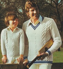 2119 Men & Boy DK 24-46" Cricket Style Sweaters Vintage Knitting Pattern COPY