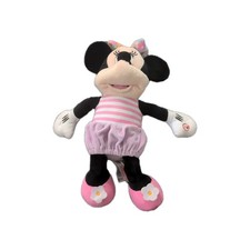 Light Up Minnie Mouse Soft Toy Pink Striped Outfit Plush Doll 17" Kids Gift