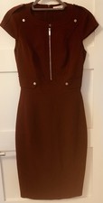 Karen Millen Military Pencil Dress Burgundy UK Size 10 Unworn