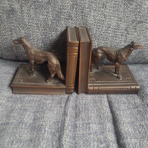 Bronze borzoi bookends - borzoi,