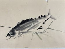 Japanese Drawing Scroll “Shugacho” Sketches of fish, plants, people,...