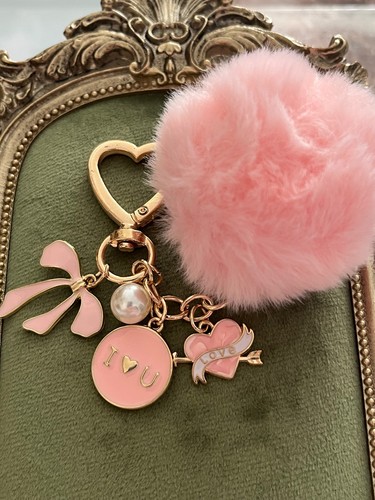 Fluffy pink bag charm pendant - fluffy,