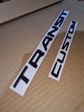 Gloss Black Rear Tailgate Door Badges for Ford TRANSIT CUSTOM Dechrome 2014+
