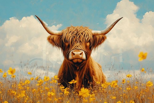 Highland cow canvas picture - highland,