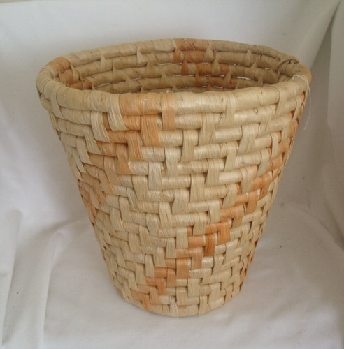 Vintage raffia rubbish bin - rubbish,