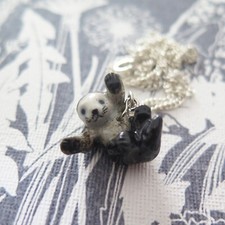 Baby Otter Porcelain Pendant