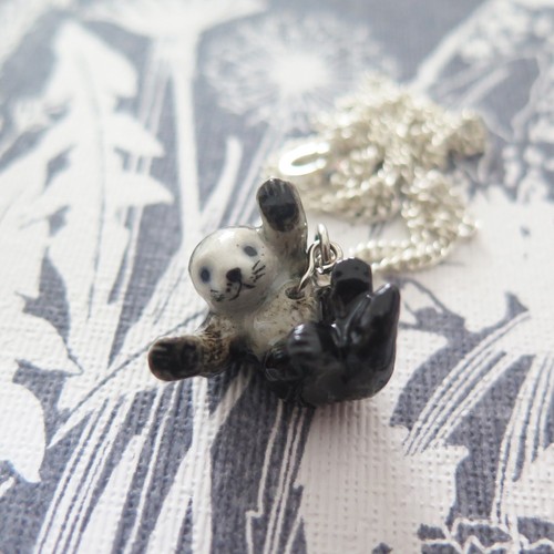 Baby otter porcelain pendant - porcelain,