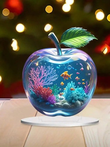 Crystal apple figurine glass - figurine,