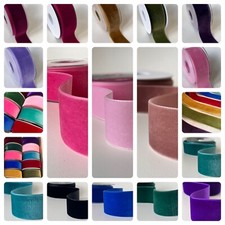 High Quality Berisfords Velvet Ribbon Vintage Colours 38mm - sold by the metre